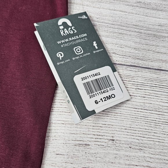 NWT Rags Heart Burgundy Baby Boy Romper Size 6-12 months - Picture 4 of 4